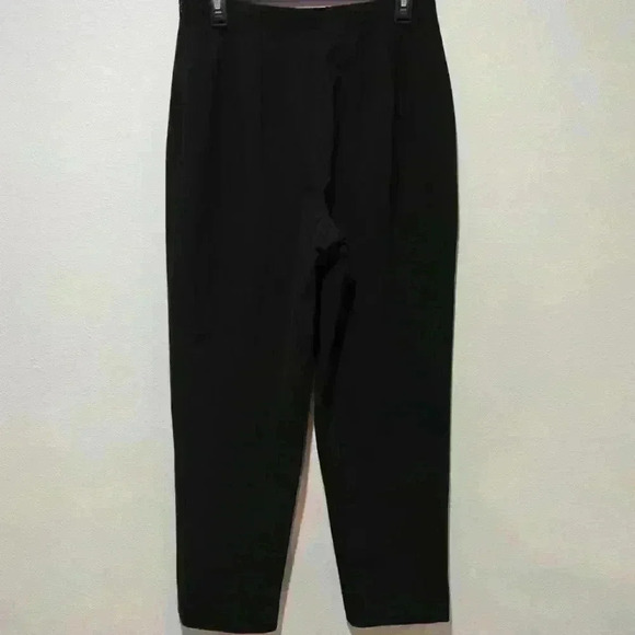 Vintage Talbots High Waisted Pants 10 Petite Black Pull On Stretchy Zipper Waist - Picture 3 of 7